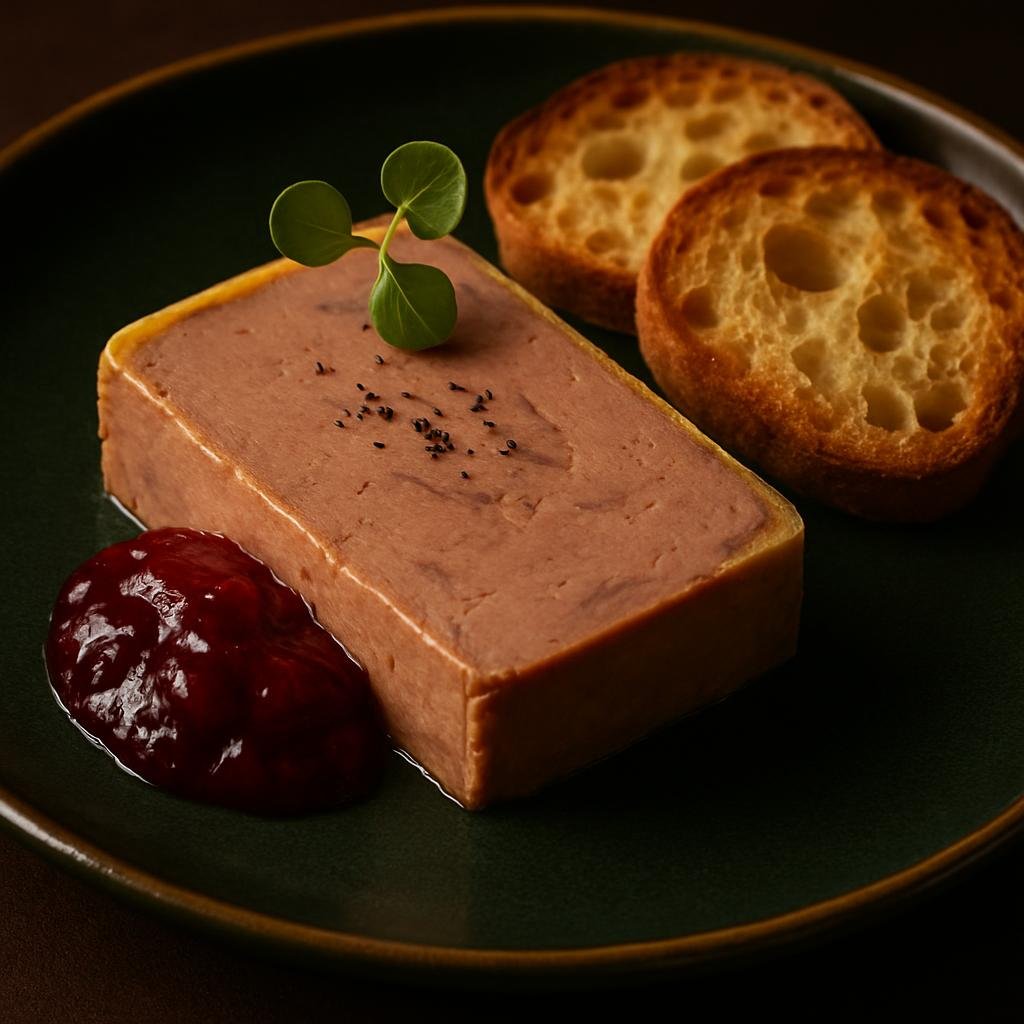 Close-up hidangan appetizer Prancis dengan presentasi elegan